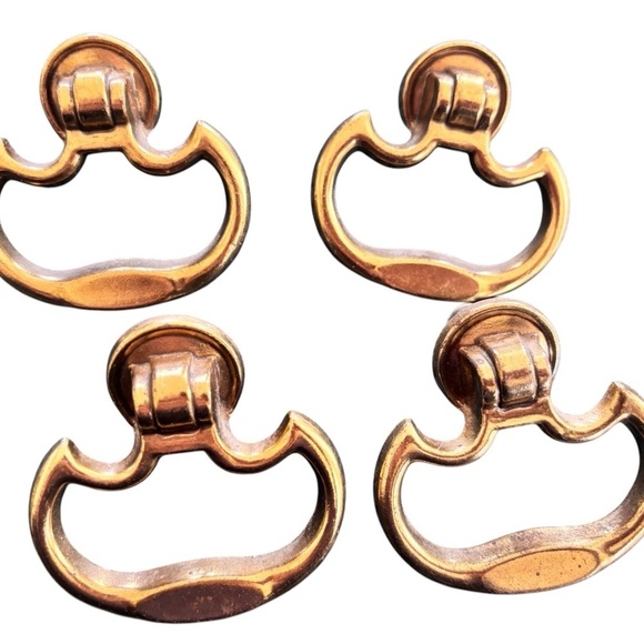 Set of 4 Late 20th Century Brass Cabinet/Drawer Pulls 2.25X2.5” Replace Upcycle - Picture 2 of 5